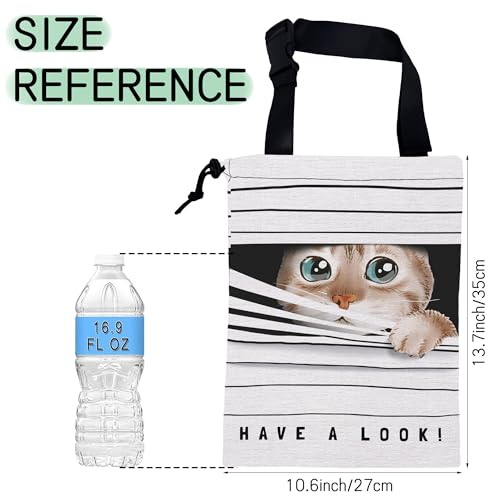 Image of Cute Cat Car Garbage Bag,Waterproof Small Car Trash Bag Hanging Back of Seat,Drawstring Hanging Car Trash Bag with Adjustable Buckle for Car Accessories