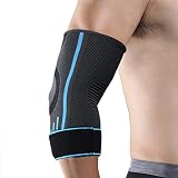 Ellenbogenbandage Tennisarm Golferarm Bandage 1 Paar Ellbogenstütze Sport Kompression Ellenbogen Sportbandage mit Gurt für Tennis Volleyball Handball Gewichtheben Golf Unisex (Blau, L)