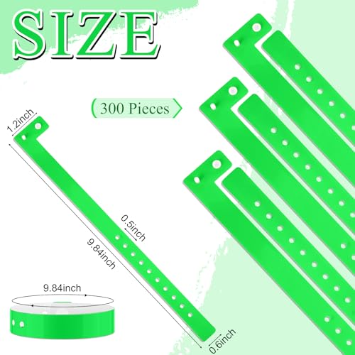 Image of Henoyso 300 Pcs Green Plastic Wristbands for Events Vinyl Waterproof Pool Wristbands Neon Color Plastic Bracelet for Party Events Arm Band Identification for Concerts Carnivals