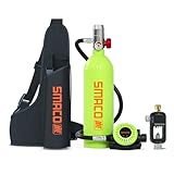SMACO Mini Scuba Tank 1L Small Diving Tank up to 20 Minutes Dive Time Portable Lung Air Tank Diving Oxygen Cylinder Kit for Underwater Exploration Emergency Rescue Pony Bottle S400