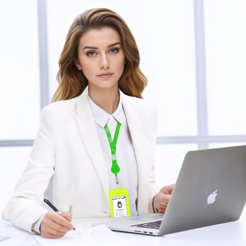 Image of Conisy ID Badge Holder with Retractable Lanyard, Vertical PU Leather ID Badge Card Holder with 2 Card Slots for Women Men (ID Badge Holder Mintgreen)