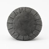 C COMFORTLAND Unstuffed Faux Leather Ottoman Pouf, Round Foot Rest Poof Ottomans, Floor Foot Stool Poufs, Bean Bag Cover with Storage for Living Room, Bedroom, Dark Grey (No Filler)
