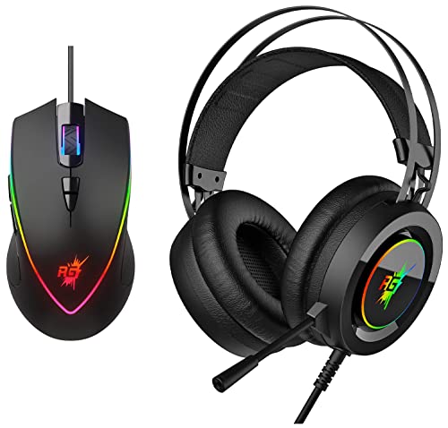 Image of Redgear Cloak Wired RGB Wired Over Ear Gaming Headphones with Mic for PC & A-17 Gaming Mouse with Upto 6400 DPI, RGB Lighting and Braided Cable(Black)