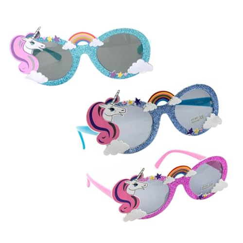 Beaupretty 3 Piezas gafas de fiesta Cosplay ligero Chicos chicas lentes ultravioleta Lindo suministro de fiesta decoraciones de cumpleaños de unicornio lindo favor de fiesta Color Aleatorio