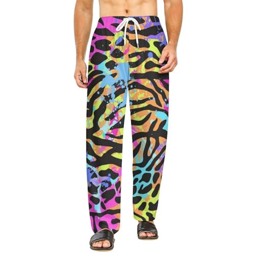 Pantalon vêtements de nuit léopard violet S : bas de pyjama long confortable pour femme avec poches