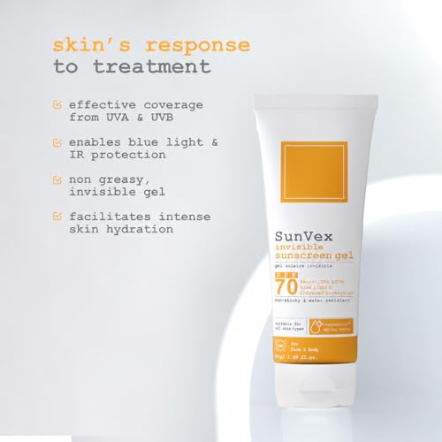 Generic Invisible Sunscreen Gel SPF 70, Lightweight Non-Sticky Face Protection, Oil-Free Feel, Unscented, 1.69 fl oz