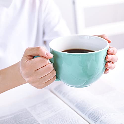 Sweese 622.402 Jumbo Mug Set- 24 Ounce Porcelain Mugs For Soup, Coffee, Tea, Ice Cream, Cereal, Set Of 4, Turquoise #TOP5