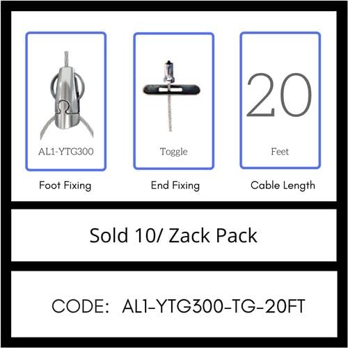 GRIPPLE UL Approved Angel Y-Toggle Hanger, Sold 10/Zack Pack, Made in USA (AL1-YTG300-TG-20FT)