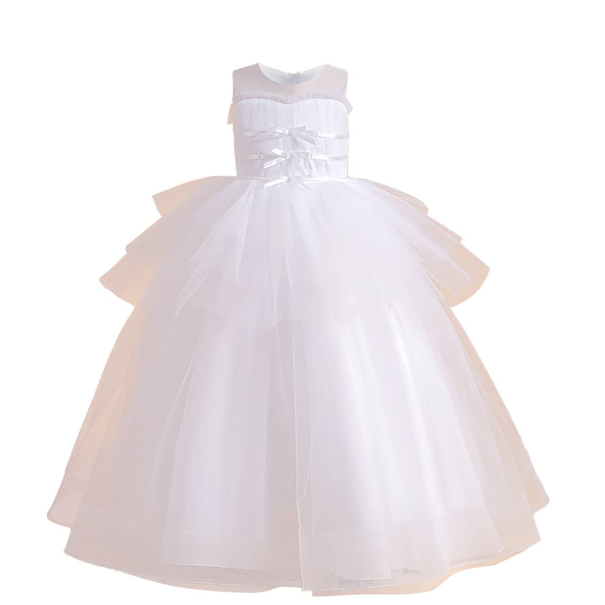 Vestidos de tul para niñas fiesta comunión y dama de honor larga 7