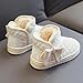 Girls Winter Warm Fuzzy LiningThick Snow Boots Cute Bowknot Shaggy Plush Ankle Boots Fashion Thermal Booties White