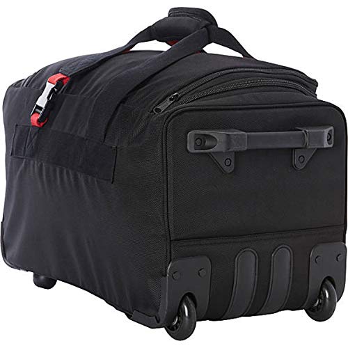 A.SAKS Luggage Lightweight Rolling Trolley Duffel with Wheels (Black/Red, 20-inch)2