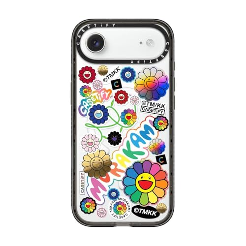 CASETiFY �C���p�N�g iPhone Air �P�[�X [Takashi Murakami Co-lab/MagSafe�Ή�/���^ �y��/�ϏՌ�] - FLOWERS STICKER MANIA - �N���A �u���b�N
