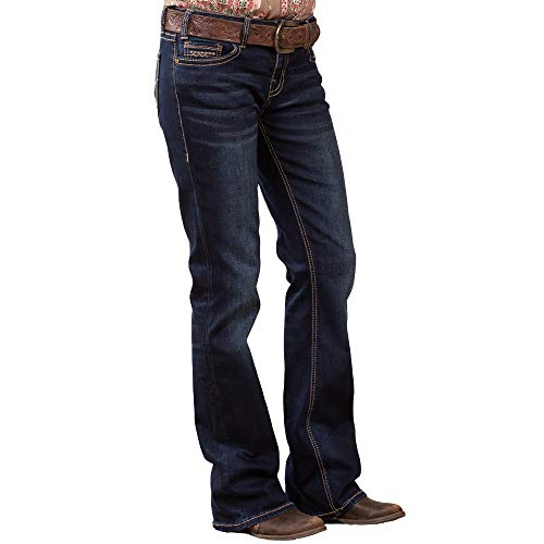 Rock N Roll Cowgirl Womens Rock Roll Cowgirl Riding Extra Stretch Dark Wash Jeans 32x38 Blue2