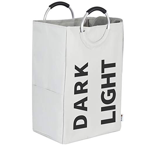 110L X-Large Double Laundry Hamper With Comfortable Handle, Waterproof Oxford Cloth Laundry Basket,Self-Standing Clothes Hamper,Folding Storage Organizers For Dorm Room (Gray) #TOP8