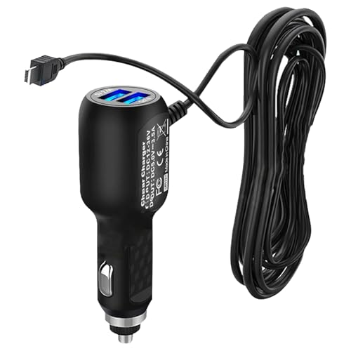 シガーソケット シガー電源ケーブル ドライブレコーダー用電源ケーブル シガーソケット miniUSB 二つのUSBポート2.5A+3.1A 12V/24V /GPS/PC/携帯電話/DVD録音機などに