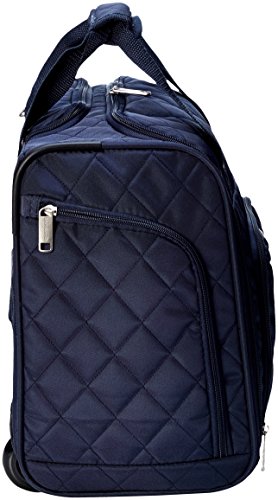 AmazonBasics Underseat Carry-On Rolling Travel Luggage Bag, 14 Inches, Navy Blue Quilted