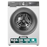 Hisense WD3S1043BW7 Lavasciuga 10,5 + 6 Kg, 1400 Rpm, 19 Programmi Automatici, Vapore, Motore Inverter, Classe Energetica A-20%/D, Display Led, Grigio, WiFi