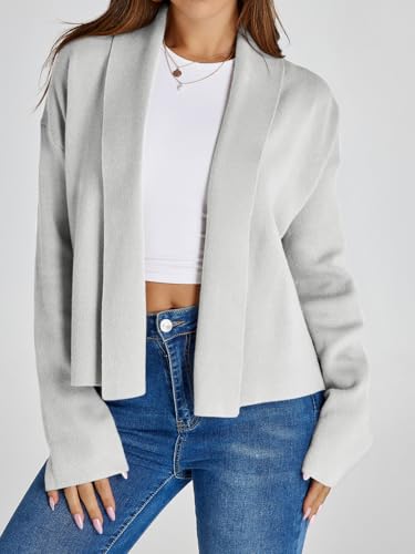 Image of Saodimallsu Womens Cropped Cardigan Open Front Shawl 2026 Fall Trendy Long Sleeve Sweater Jacket