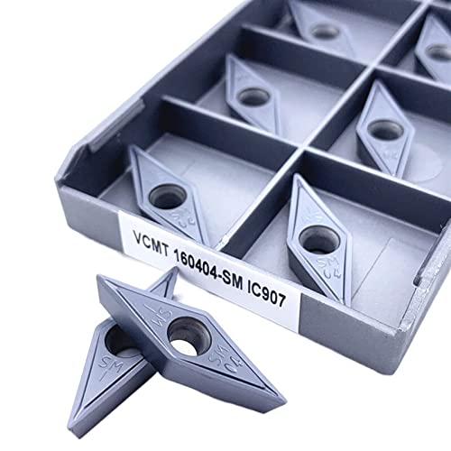 AALLYN Indexable Carbide Lathe Tool 10pcs VCMT160404 SM IC907 Carbide Turning Internal Turning Blade CNC Lathe Metal Cutter Tools