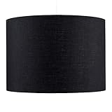  MiniSun – Großer Lampenschirm in Zylinderform, schwarz – Lampenschirm Stoff Hängelampe – Deckenleuchte Stoffschirm – Stoffschirm Lampe Decke, schwarz (Poly-Baumwolle, 35 cm)