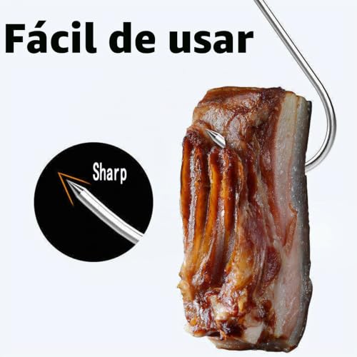 Miniatura 4 de Zoerbufan Gancho Carnicero 10 Piezas,Ganchos De Carne Con Punta Afilada 10cm,Inoxidable Ganchos Para Colgar Carne Jamon Embutidos Tocino Barbacoa Bbq