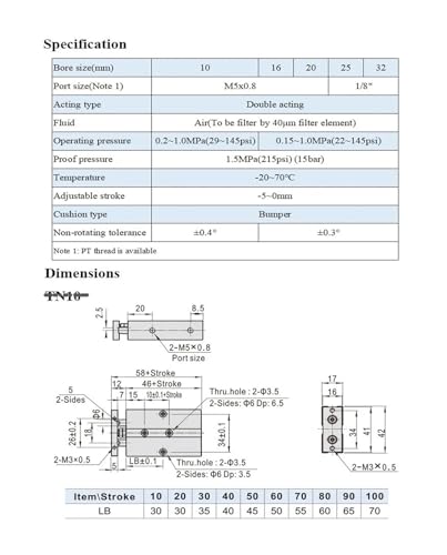 Vérin pneumatique TN25 de précision double tige alliage aluminium - 6