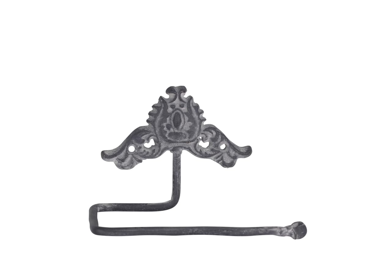 Maisonica Grey French Shabby Chic Toilet Roll Holder Wall Mounted Iron Metal