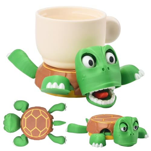 3D Printed Turtle Coaster Funny Cup Holder Heat Resistant Desk Decor(Green)