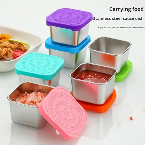 Image of 304 Stainless Steel Small Food Storage Container with Silicone Lid (180ml) | Leakproof, Portable, Stackable Sauce & Snack Box | Reusable, Dishwasher Safe, Airtight Lunch Box (6)