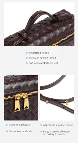 Women's Woven Leather Crossbody Bag with Top Handle, Fashion Square Box Purse2