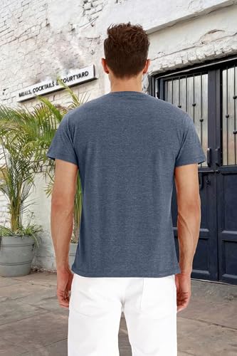 image for PEGENO Men's Fashion Casual Front Placket Short Sleeve Henley T-Shirts