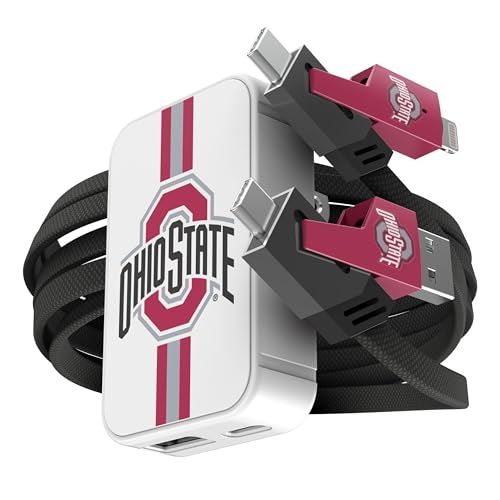 SOAR Collegiate Slim Wall Charger and 4 in 1 Multi Charging Cable, Ohio State Buckeyes