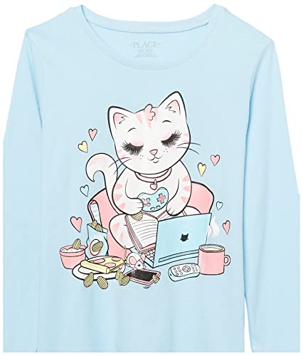 The Children's Place Girls Long Sleeve Graphic T-Shirt 3-Pack, Cat Single, X-Large #TOP5