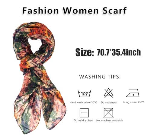 Classic Lightweight-Fashion-Scarf for Womens - Soft-Pareo-Colorful Shawl-Wrap Spring-Summer Long Scarf(35"×71")2