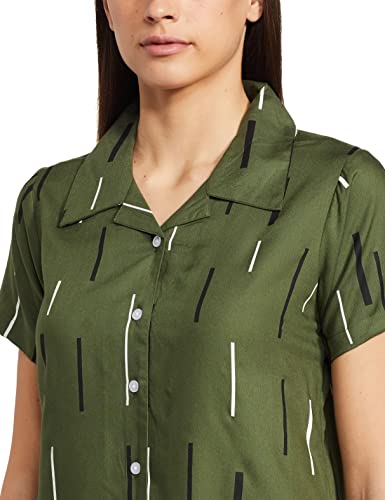 Image of Longies Women's Rayon Capri Nigh Suit Regular Set (LGRCSSYV001 Dark Green029 XL)