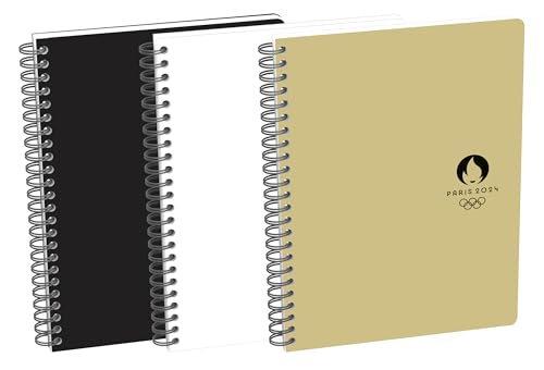 Paris 2024 - Cuaderno (5 unidades, A5, 7 mm, 180 páginas, 90 g, encuadernación completa, tapa para tarjeta, colores surtidos