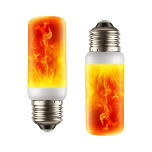rongzhouyu Flammen Glühbirne E27 Flammeneffekt Licht, Flackernde Licht Effekt 3W LED Außenleuchte Flackerlicht für Halloween Haus Garten Bar Party Hochzeit Restaurant Valentinstag Deko(2 pcs mini)