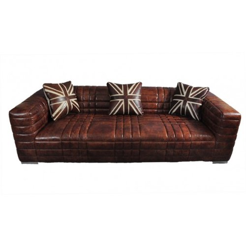 Molto comodo Divano design Birsay 3 posti vintage in pelle Cigar (marrone scuro) divano in vera pelle