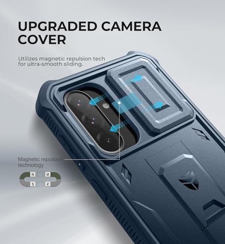 Dexnor for Samsung Galaxy A36-5G Case, [2 Front Frame] [Built-in Magnetic Slide Camera Cover & Kickstand] Heavy Duty Protection Shockproof Phone Case with Screen Protector, 6.7 inch Navy Blue by Dexnor - Used condition - Image 3