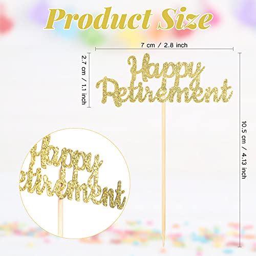 36 Pieces Happy Retirement Cupcake Toppers Retirement Food Picks Glitter Retired Cupcake Picks Retirement Theme Party Cake Decorations For Retirement Theme Party Supplies (Black, Gold) #TOP1