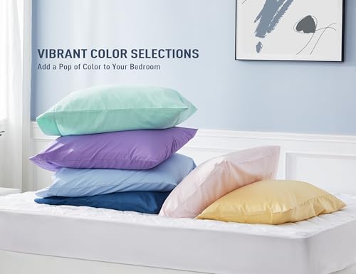 Pillow Cases, King Size Cotton Percale Weave Pillowcases, Pre-Shrunk Breathable and Hypoallergenic Pillowcases, Set of 2 (2 Piece King 20 Inch x 40 Inch, Coral)