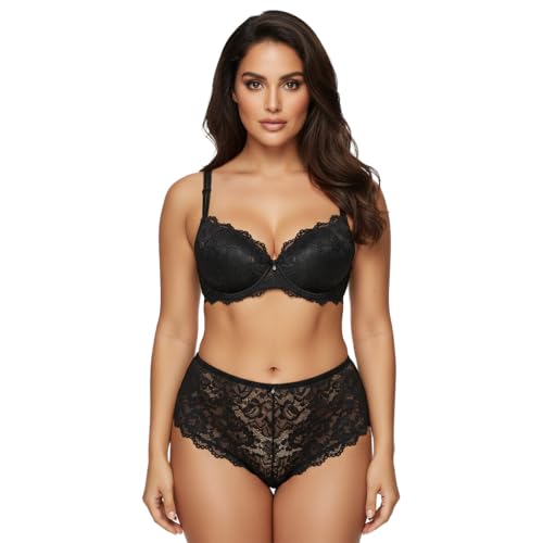 Image of Women's Floral Lace Lingerie Set | Bra and Panty Set | Lace Teddy Strap Babydoll Bodysuit Bra Panty Lingerie | Bikini Lingerie Babydoll Set for Honeymoon Couple Special Wedding Night