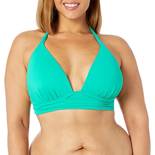 Haut de bikini col en V vert 100D de qualité supérieure