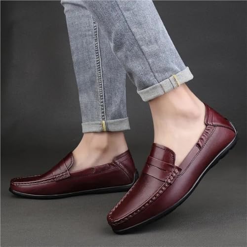 Mens Business Casual Loafers Leather Slip On for Office Work Wedding Comfortable Lightweight Dress Shoes4