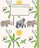  Composition Notebook Wide Ruled: Jungle Animal Composition Book, 9.75\