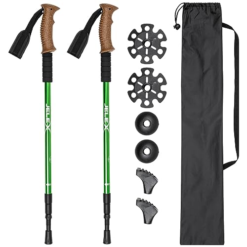 Bastones telescópicos para caminar JELEX Nature ultraligeros con amortiguador y accesorios