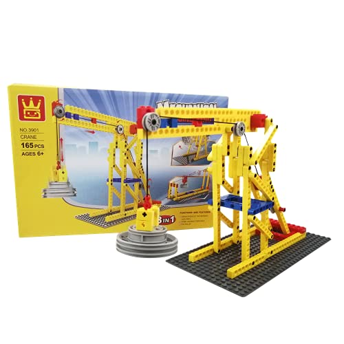 TULOBRO Crane Engineering Toy, 3 in 1 STEM Toy, 165 Pieces Building Sets, Construction Education Toy for Ages 6+