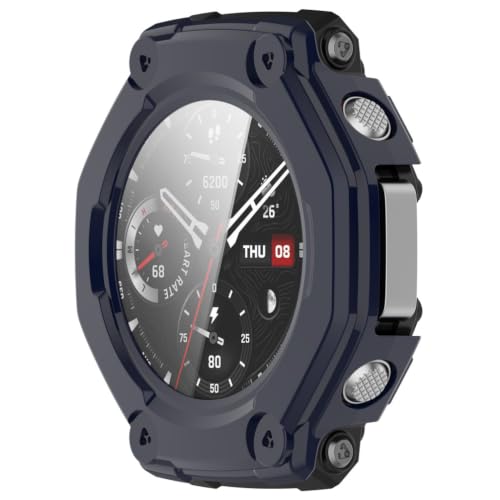 Comtax �K���X�t�B���� ��̌^ For Amazfit T-Rex 3 �Ή� �V���R���ގ� PC �ی�P�[�X �J�o�[ �Ռ��z�� ���y�� �_�� �Ռ��h�~ �C�菝�h�~, �u���[