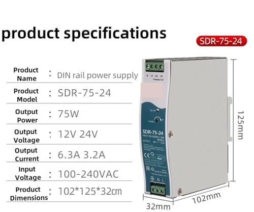 Alimentation rail DIN SDR-120-24 24V 5A bloc de commutation 120W - 2
