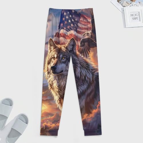 Wolf American Flag Eagle Men's Pajamas Soft Sleep Pants Casual Sweatpants Pjs Sleepwear for Home3